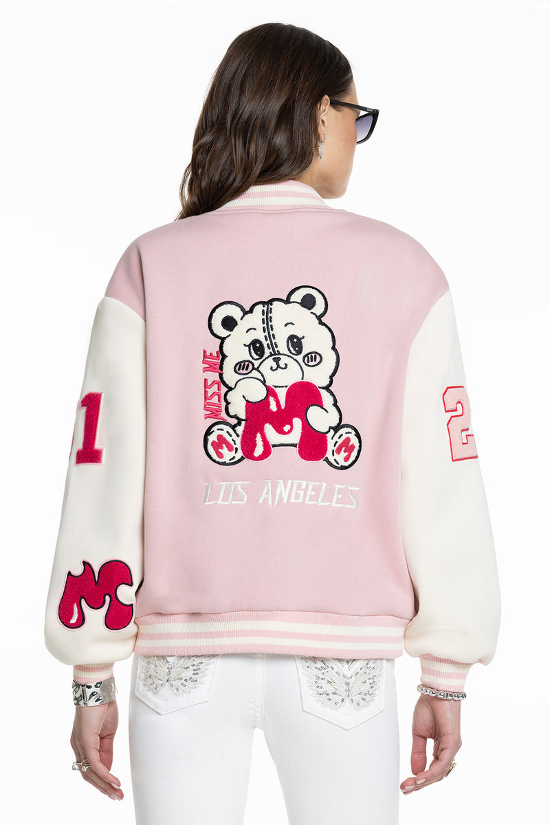Love Crew Varsity Jacket | Only $149.00 | Light Pink | Miss Me