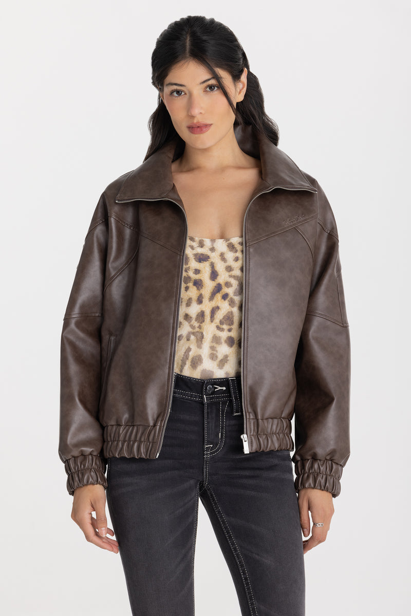 Terranova Leather Jacket Only Brown Miss Me