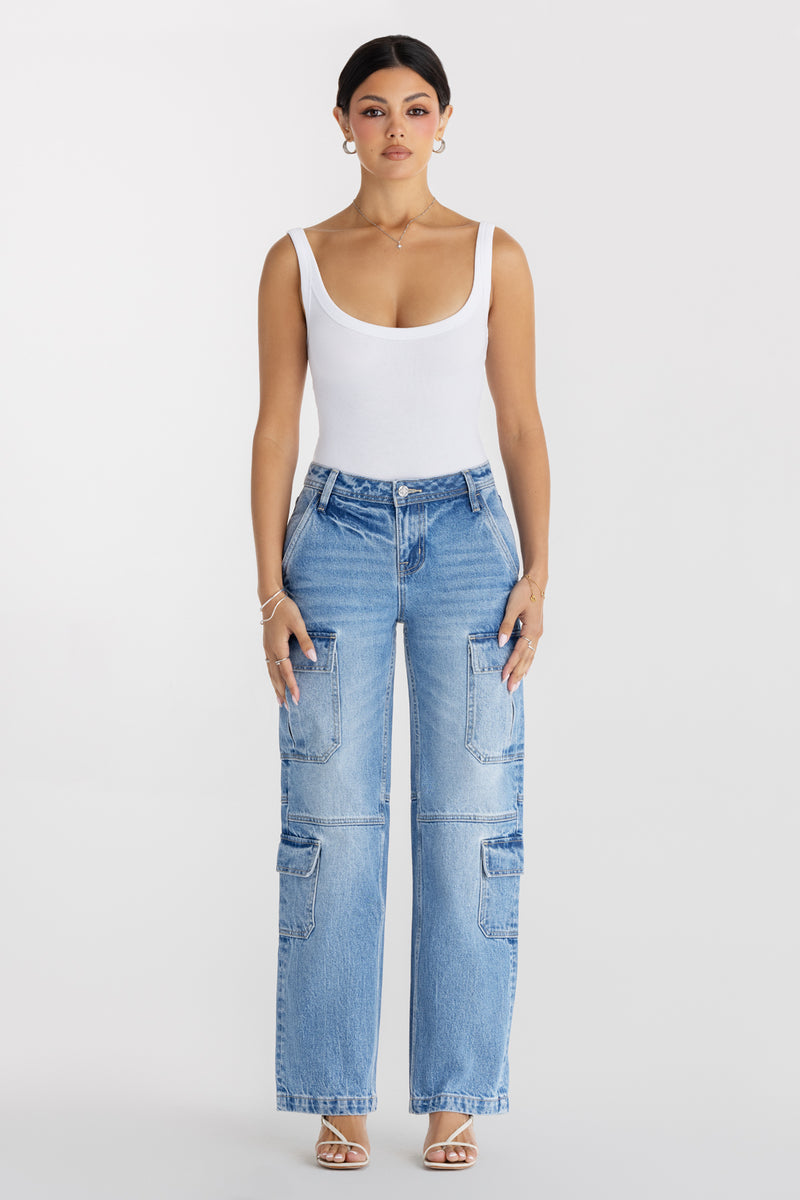 Eden Cargo Wide Leg | Only $119.00 | Light Wash | Miss Me