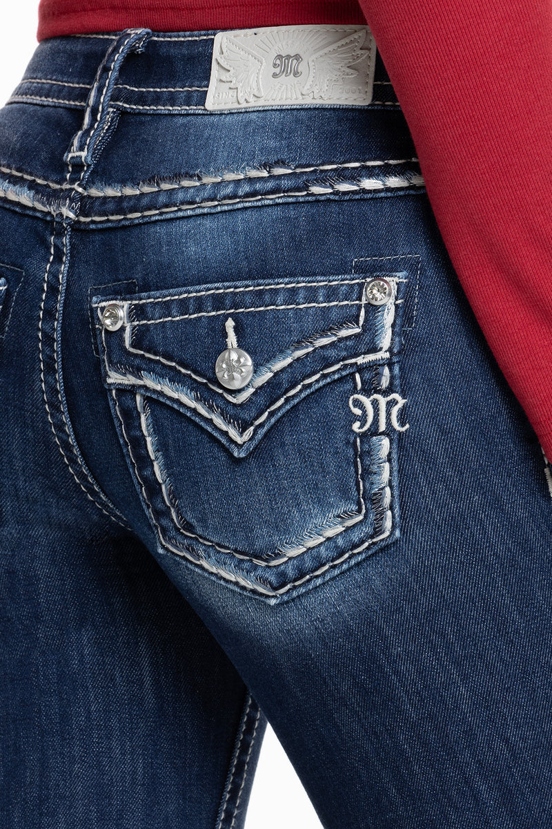 Classic Saddle Stitch Bootcut Jeans | Only $109.00 | Dark