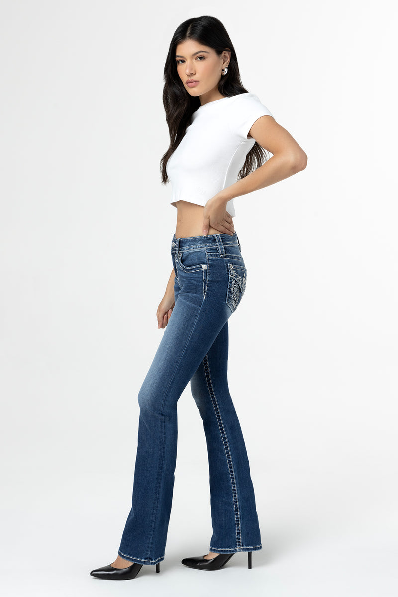 Albus Bootcut Jeans | Only $119.00 | Med/Dark Wash | Miss Me