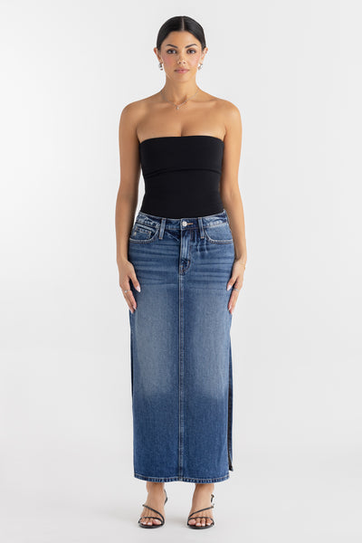 Dejah Denim Maxi Skirt | Only $88.00 | Dark Wash | Miss Me