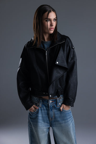 Lonnie Leather Jacket | Only $159.00 | Black | Miss Me