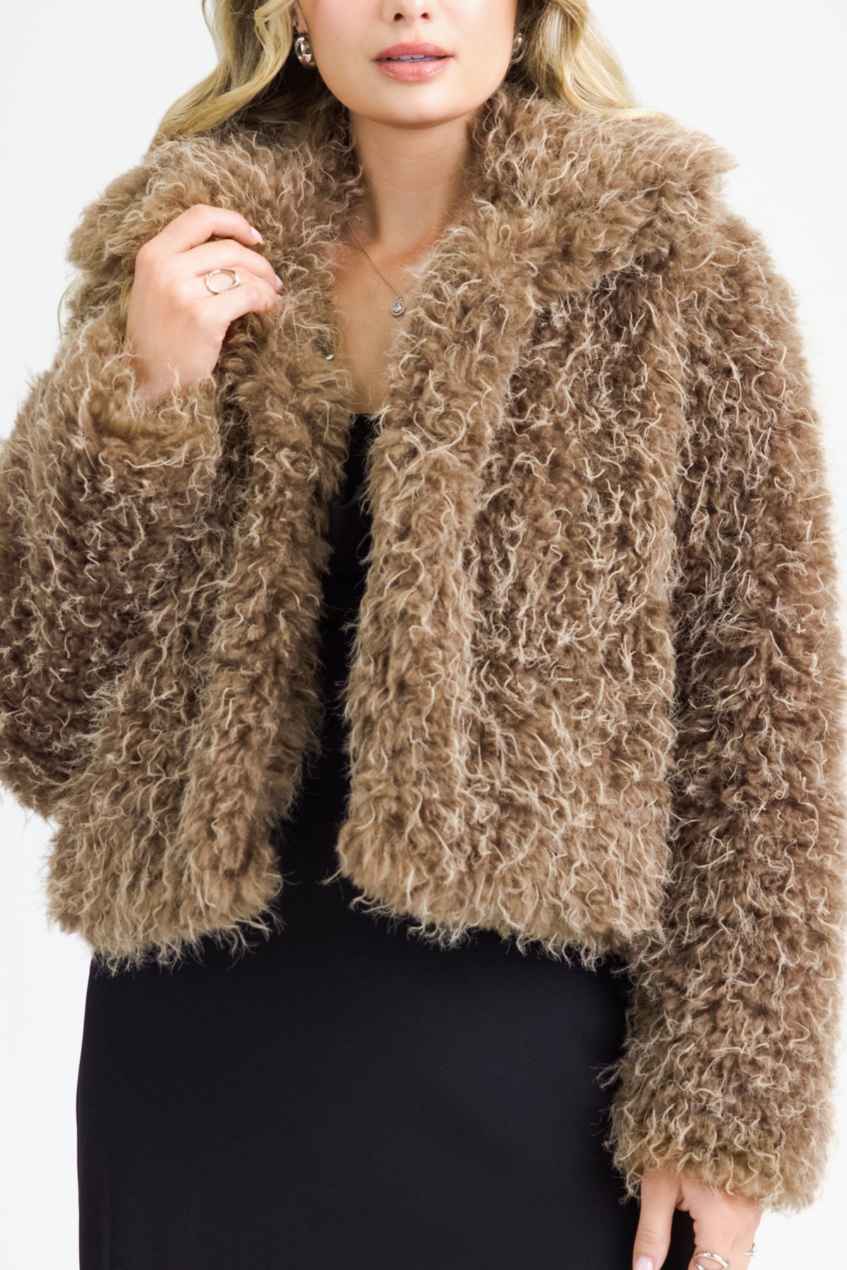 【aere】shaggy jacket coat Lorelai Shaggy Fur Jacket | Only $82.60 | Purple, Taupe Beige