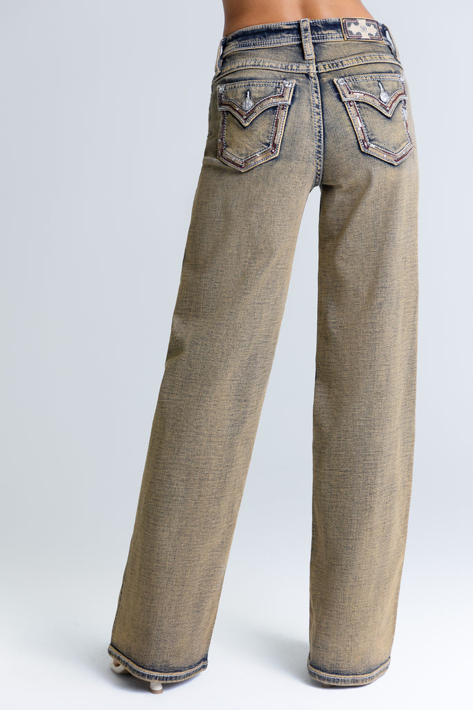 Mmeeme/エムエメ/Frenchborderknitminionepiece Juniper Border Wide Leg | Only $134.00 | Vintage Wash | Miss Me