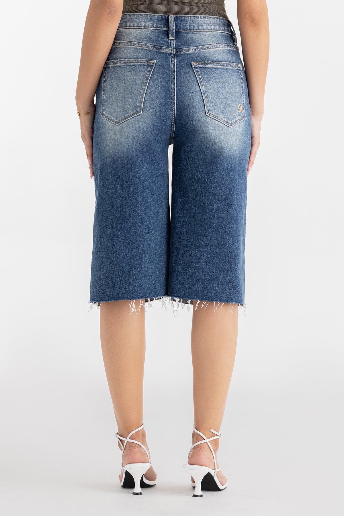Brynn Baggy Jorts | Only $88.00 | Med/Dark Wash, Vintage Blue