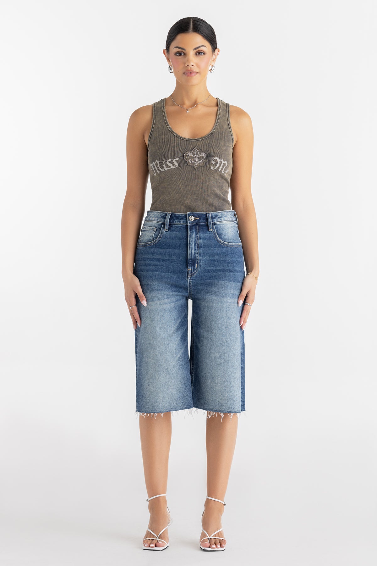 Brynn Baggy Jorts | Only $44.00 | Med/Dark Wash, Vintage Blue