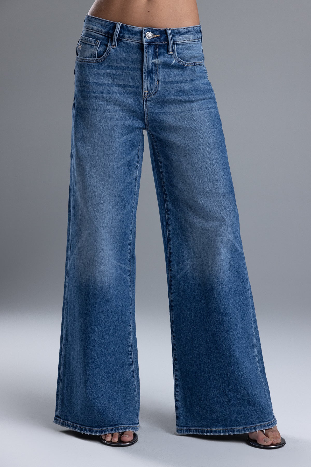 Wren Super Wide Leg Jeans | Only $98.00 | Medium Wash, Med/Dark