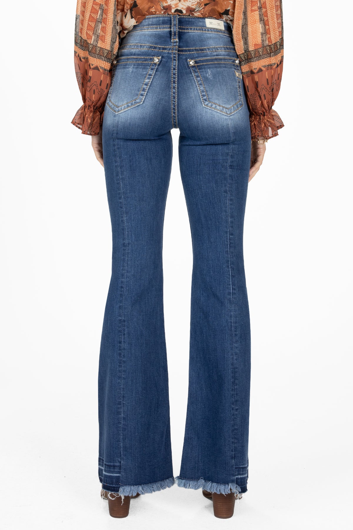 Low-Rise Medium Wash Flare Jeans