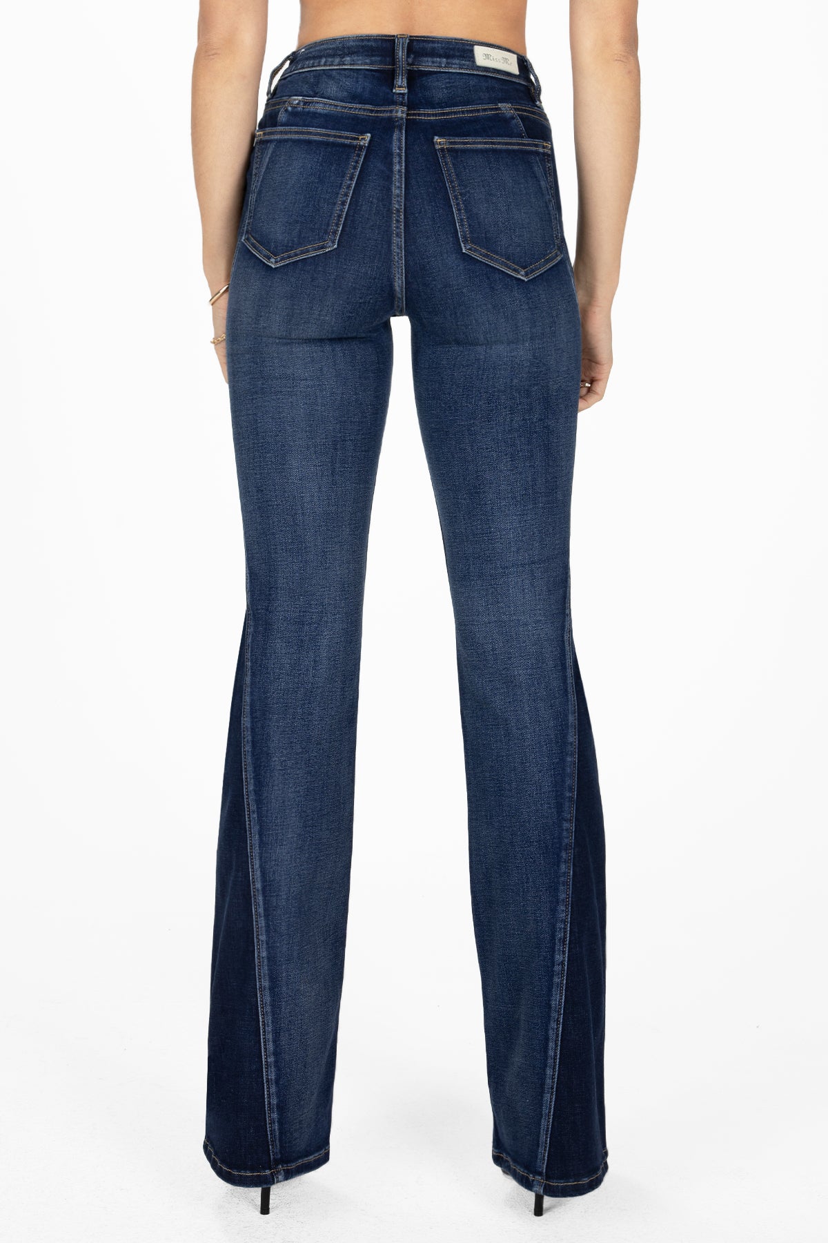 Contrasting Inserts Slim Flare Jeans