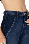 Contrasting Inserts Slim Flare Jeans