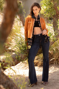 Contrasting Inserts Slim Flare Jeans