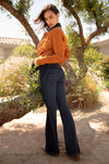 Contrasting Inserts Slim Flare Jeans