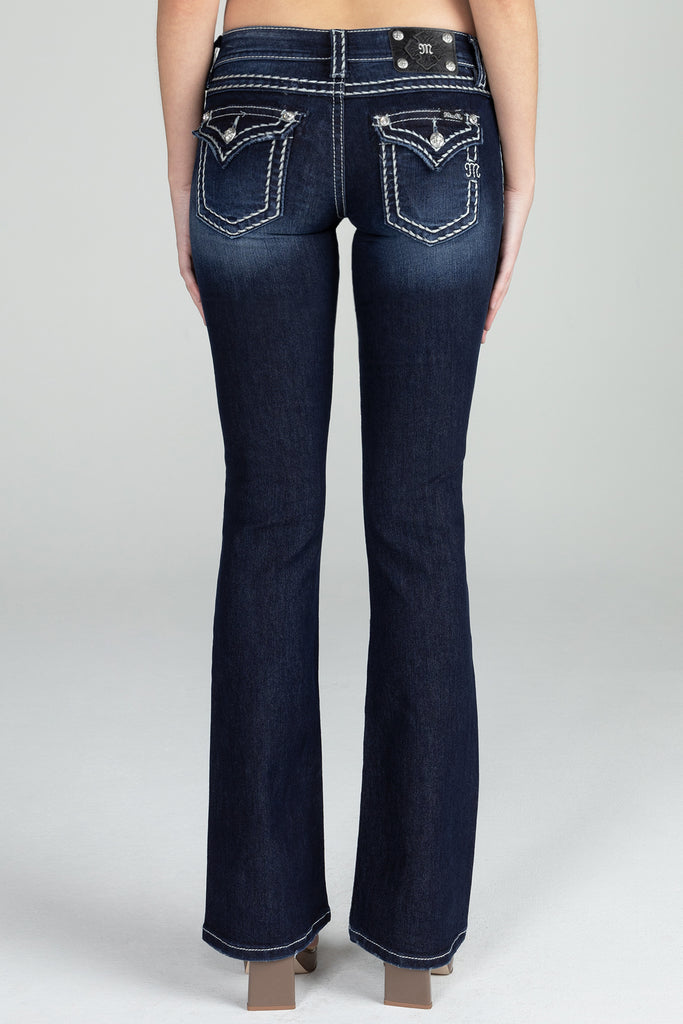 loose Saddle stitch border bootcut jeans