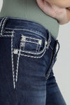 Loose Saddle Stitch Border Skinny Jeans