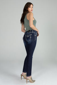 Loose Saddle Stitch Border Skinny Jeans