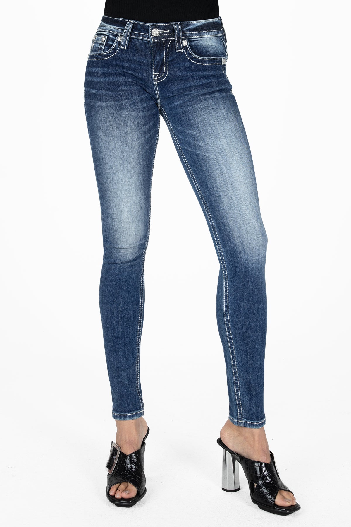 Cow Print Cross Skinny Jeans