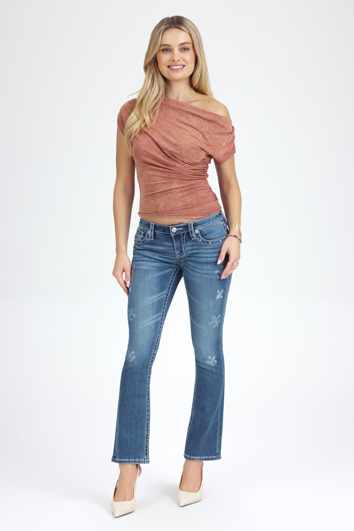 Mss Me Fleur De Ls Boot Cut Jean - Apparel Mss Me Fleur De Ls Boot Cut Jean - Apparel