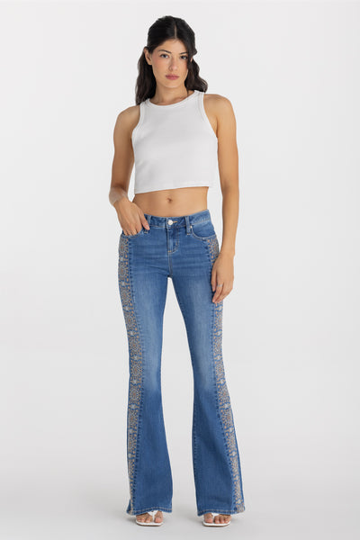 Towering Floral Flare Jeans | Only $119.00 | Light Wash