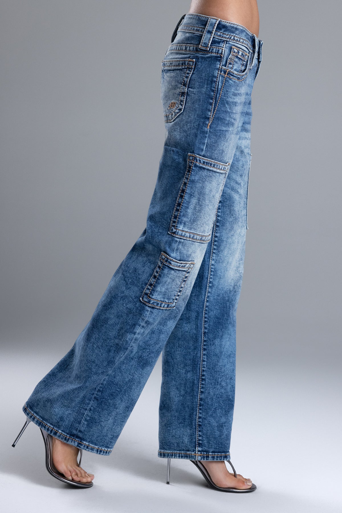 Cloud Acid Wash Utility Jeans