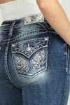 Floral Embroidered Wing Denim