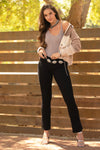 Black Metallic Wings Bootcut Jeans