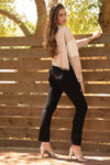 Black Metallic Wings Bootcut Jeans