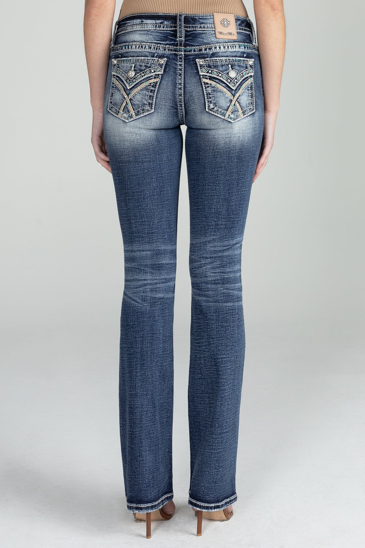 Blue Aztec Bootcut Jeans