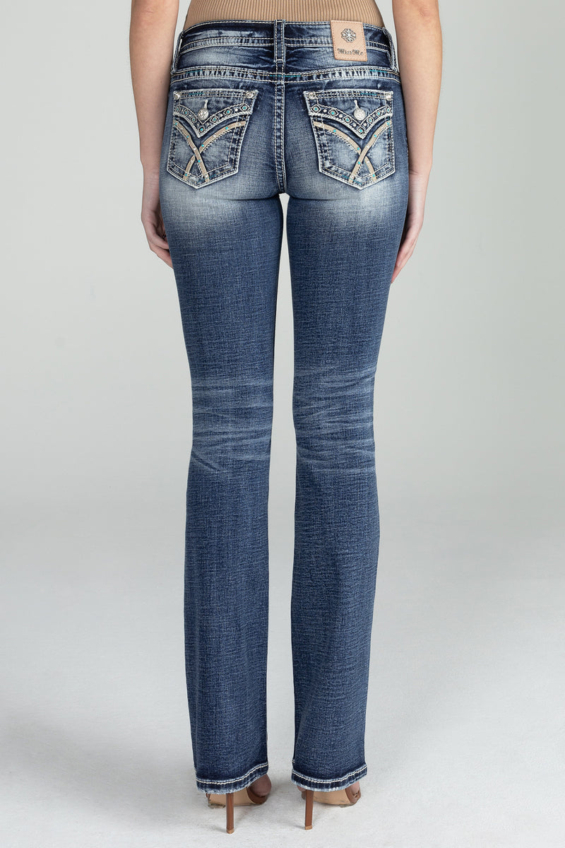 Blue Aztec Bootcut Jeans