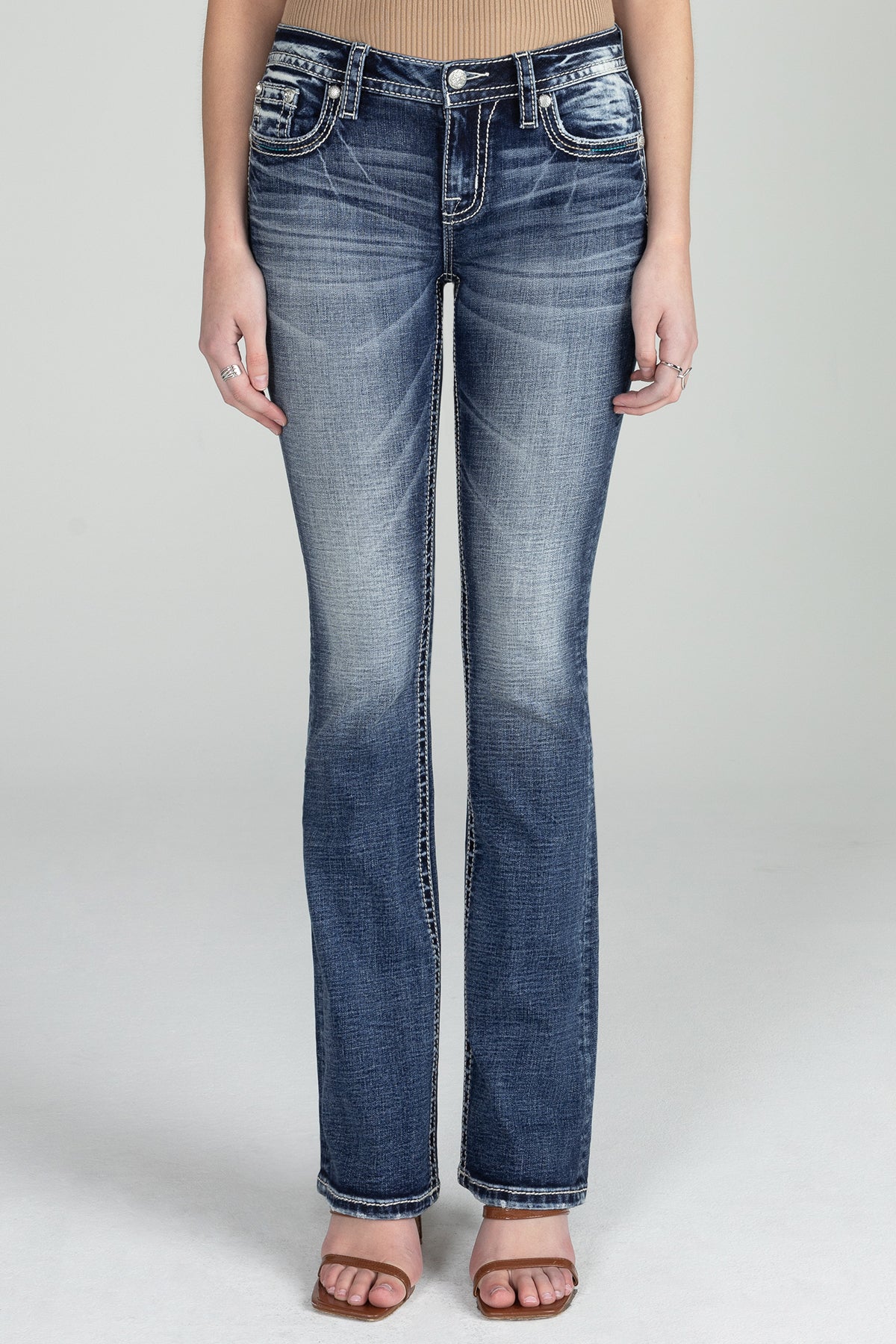 Blue Aztec Bootcut Jeans