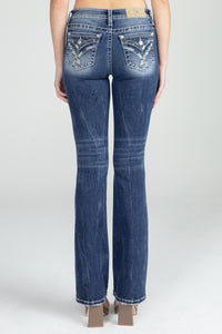 Geometric Braid Cross Stitch Bootcut Denim