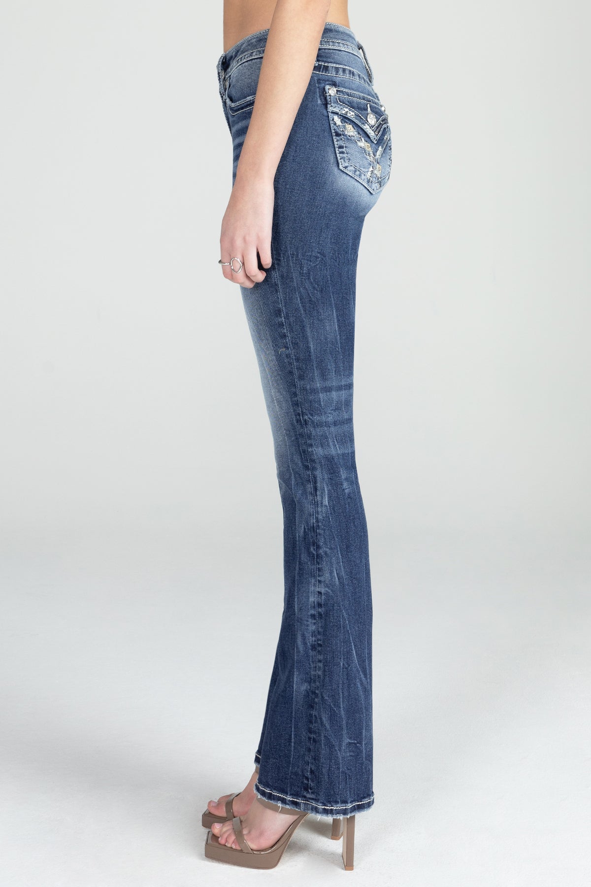 Geometric Braid Cross Stitch Bootcut Denim