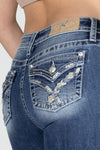 Geometric Braid Cross Stitch Bootcut Denim