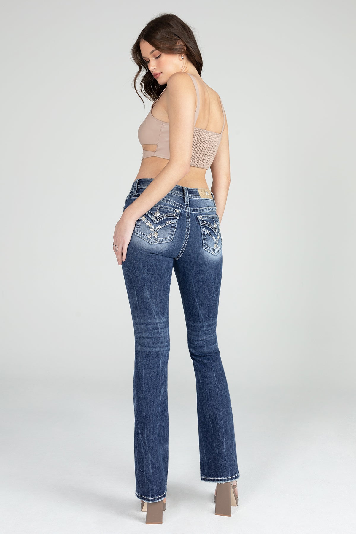 Geometric Braid Cross Stitch Bootcut Denim