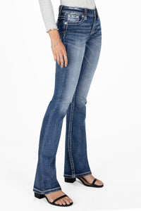 Leaf Vine Cross Stitch Bootcut Jeans