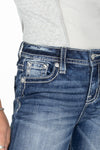 Leaf Vine Cross Stitch Bootcut Jeans