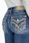 Leaf Vine Cross Stitch Bootcut Jeans