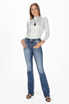 Leaf Vine Cross Stitch Bootcut Jeans