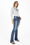 Leaf Vine Cross Stitch Bootcut Jeans