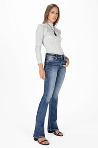Leaf Vine Cross Stitch Bootcut Jeans