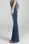 Silver Cross Stitch Flare Denim