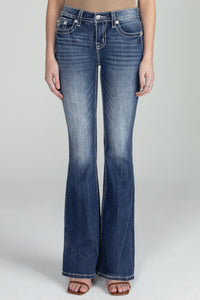 Silver Cross Stitch Flare Denim