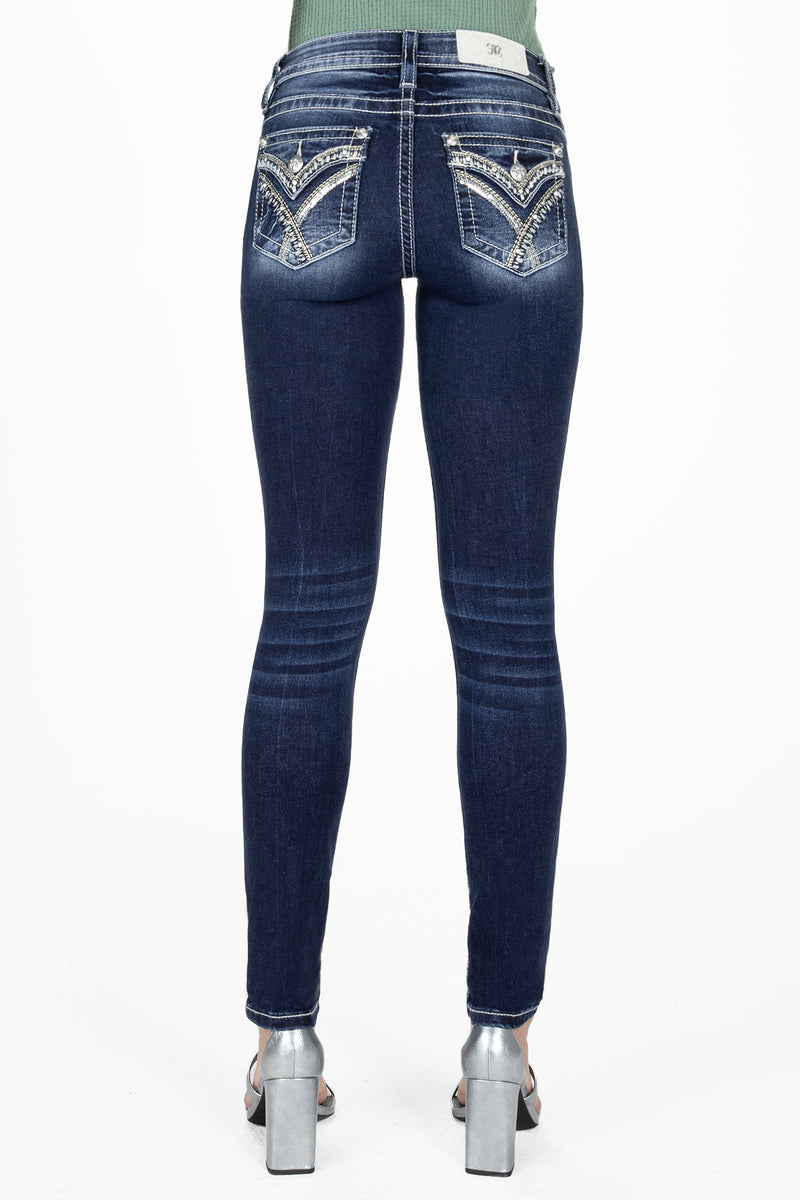 Gold & White Cross Stitch Skinny Jeans