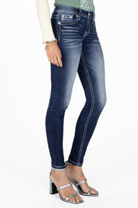 Gold & White Cross Stitch Skinny Jeans
