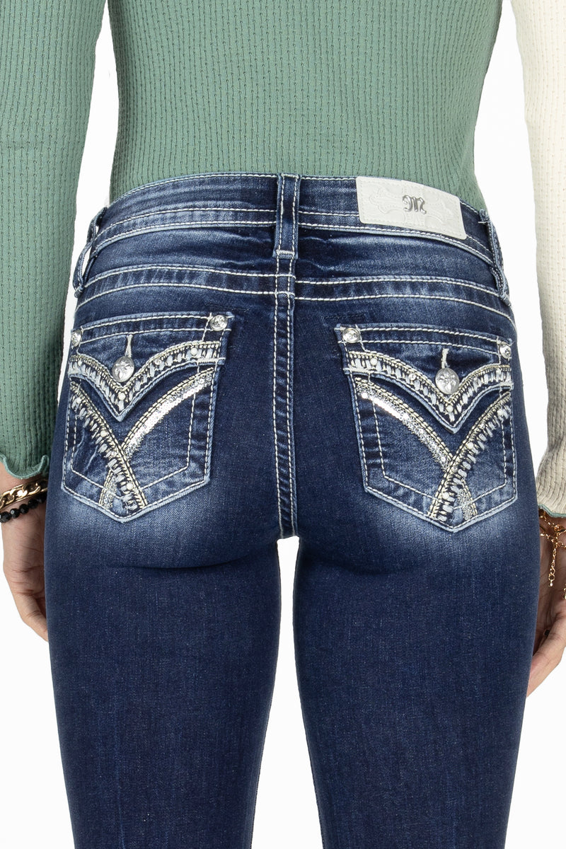 Gold & White Cross Stitch Skinny Jeans