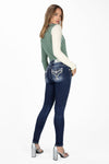 Gold & White Cross Stitch Skinny Jeans