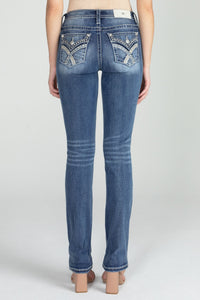 Sequin Cross Stitch Straight Denim