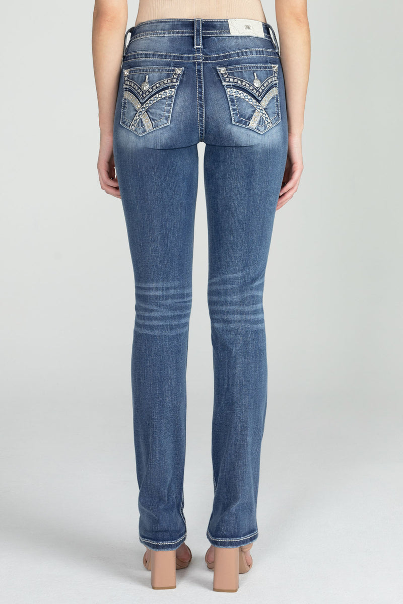 Sequin Cross Stitch Straight Denim