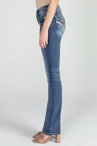 Sequin Cross Stitch Straight Denim