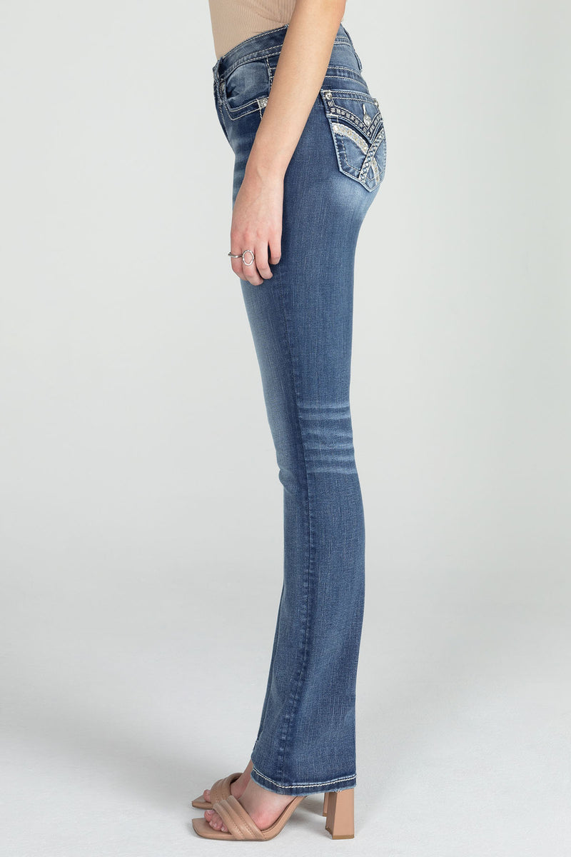 Sequin Cross Stitch Straight Denim